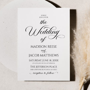 Classic Elegant Script Minimalist Wedding Invitation