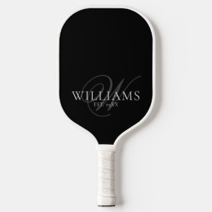 Classic Elegant Script Monogram Name Pickleball Paddle