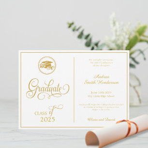 Classic Elegant Script No Photo Graduation Announcement