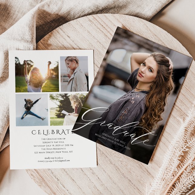 Classic Elegant Script Photo Graduation Invitation (Classic Elegant Script Photo Graduation Invitation)