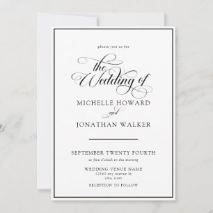 Classic Elegant Script QR Code Wedding Invitation