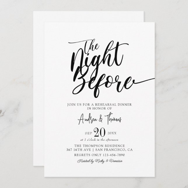 Classic Elegant Script Rehearsal Dinner Invitation (Front/Back)