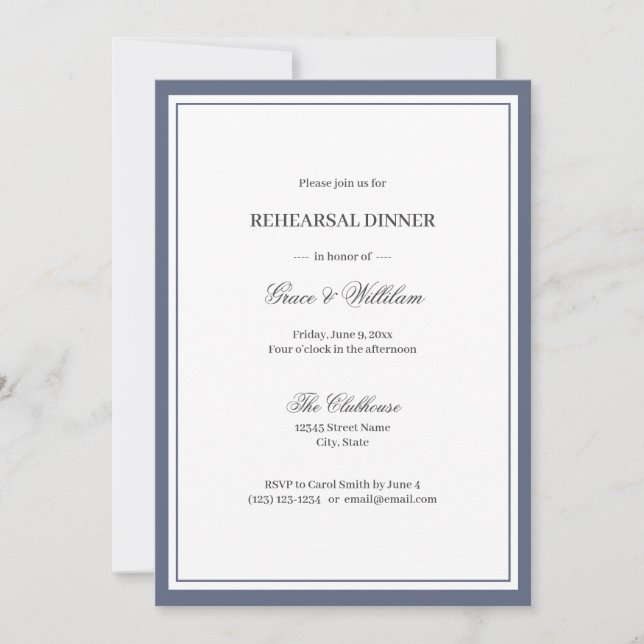 Classic Elegant Script Rehearsal Dinner Invitation (Front)