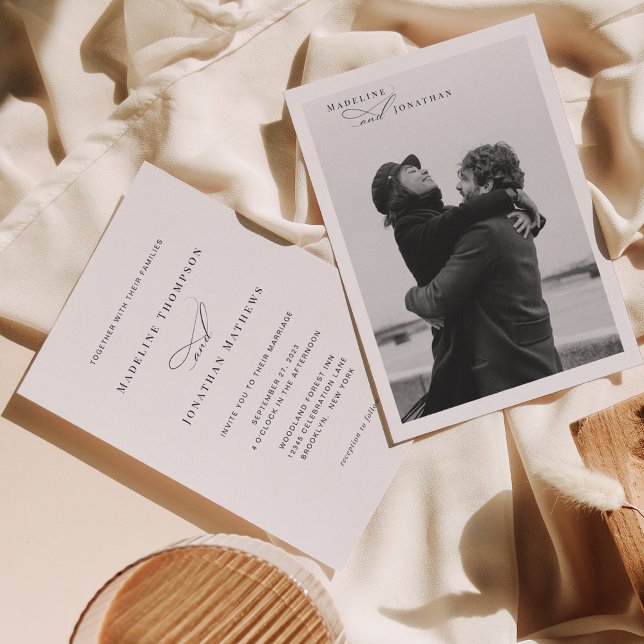 Classic Elegant Script Typography Photo Wedding Invitation (Creator Uploaded)