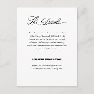 Classic Elegant Script Wedding Information Enclosure Card