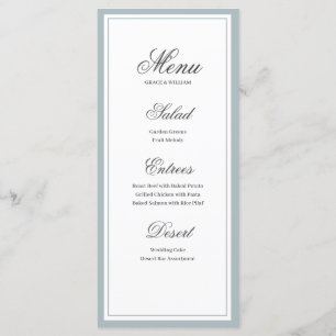 Classic Elegant Script Wedding Menu Card
