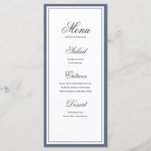 Classic Elegant Script Wedding Menu Card