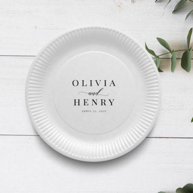 Classic Elegant Script Wedding Rehearsal Dinner Paper Plate (Creator Uploaded)