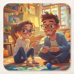 Classic Elegant Script Wedding Rehearsal Dinner Square Paper Coaster