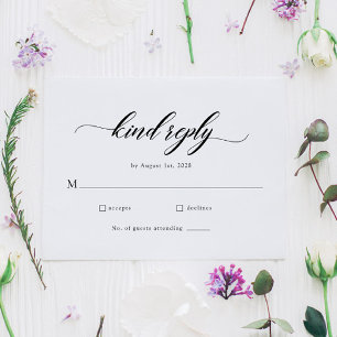 Classic Elegant Script Wedding RSVP Card