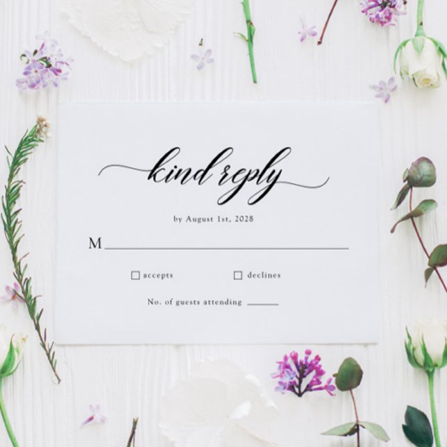 Classic Elegant Script Wedding RSVP Card (Creator Uploaded)