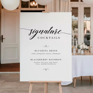 Classic Elegant Script Wedding Signature Cocktails Poster