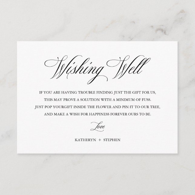 Classic Elegant Script Wishing Well Enclosure Card (Front)