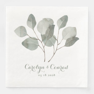 Classic Elegant Silver Dollar Eucalyptus Wedding Napkin