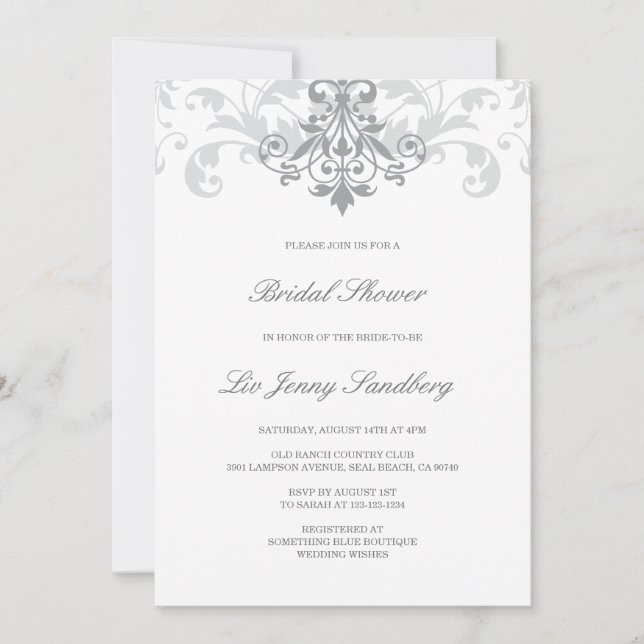 Classic & Elegant Silver Ironwork Bridal Shower Invitation (Front)