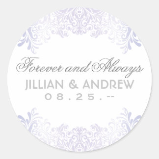 Classic Elegant Silver Monogram Favour Round Sticker