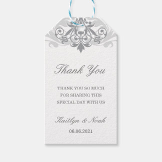 Classic & Elegant Silver Wedding Thank You Gift Tags