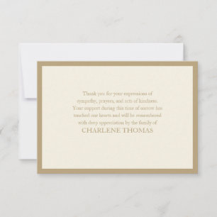 Classic Elegant Simple Message Funeral Bereavement Thank You Card