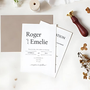 Classic Elegant Simple Wedding Invitation