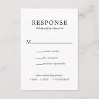 Classic Elegant Simple Wedding Rsvp Meal Entree