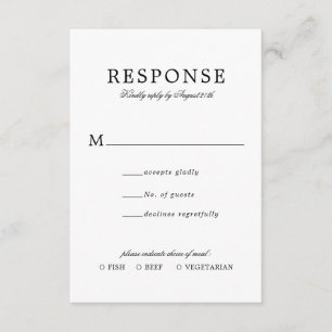 Classic Elegant Simple Wedding Rsvp Meal Entree Enclosure Card