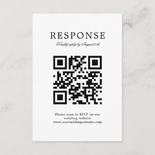 Classic Elegant Simple Wedding Rsvp QR Code Enclosure Card