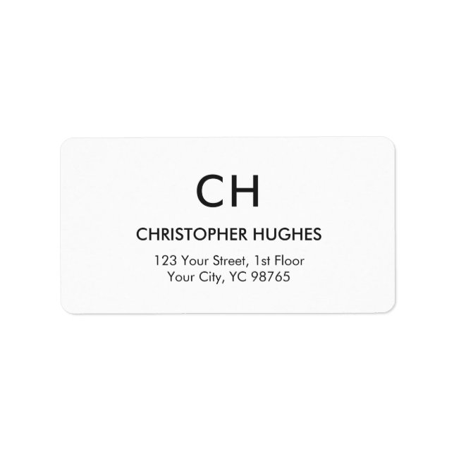 Classic Elegant Simple White Monogram Label (Front)