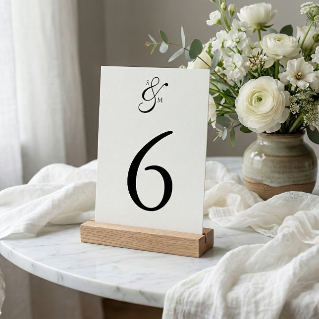 Classic Elegant Simple White Wedding Table Card (Creator Uploaded)