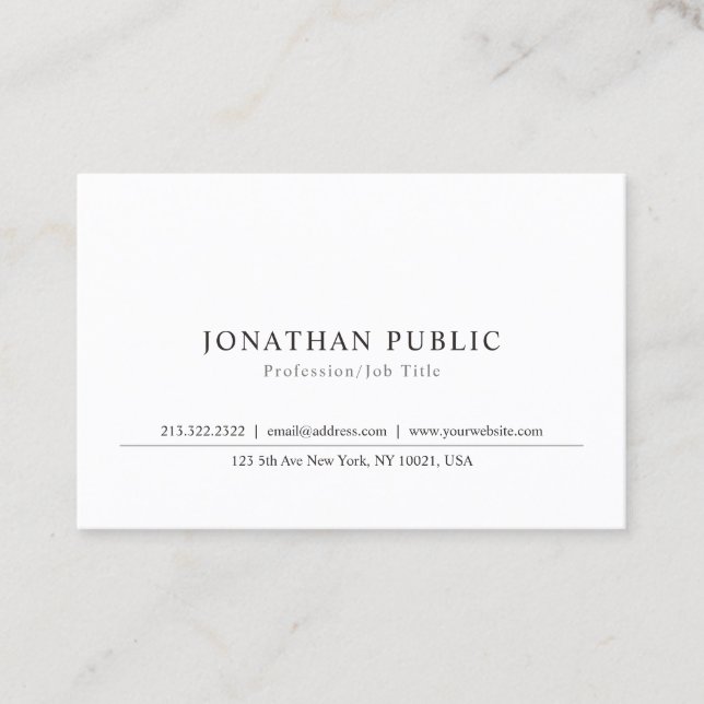 Classic Elegant Sleek Plain Professional Design Business Card (Front)