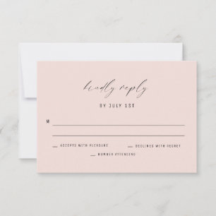 Classic Elegant Soft Pink Wedding Reply Card