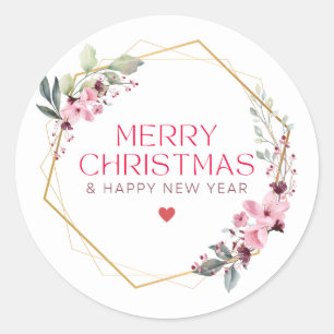 Classic Elegant Stylish Modern Merry Christmas. Classic Round Sticker