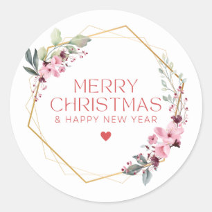 Classic Elegant Stylish Modern Merry Christmas. Round Sticker