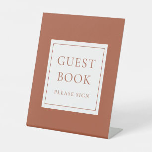 Classic Elegant Terracotta Guest Book Pedestal Sign