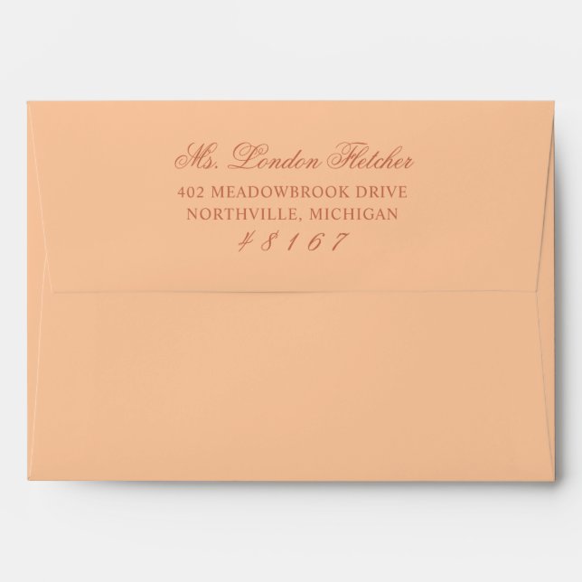Classic Elegant Terracotta Peach Wedding Envelope (Back (Top Flap))