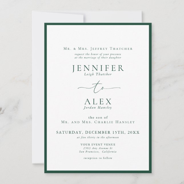 Classic Elegant Traditional Wedding Invitation (Front)