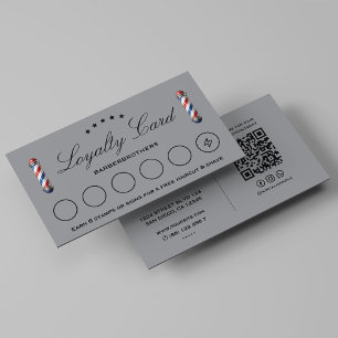 Classic Elegant Travel Barber Pole Grey Loyalty Business Card