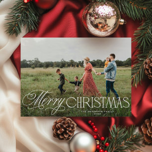 Classic Elegant Typography Merry Christmas Photo Holiday Card