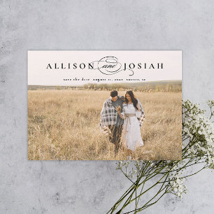 Classic Elegant Typography Names Photo Wedding Sav Magnetic Invitation