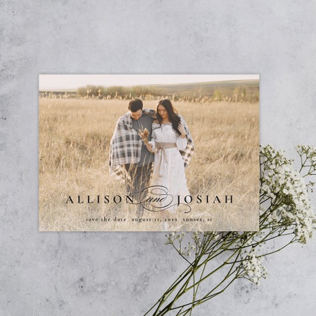 Classic Elegant Typography Names Photo Wedding Sav Magnetic Invitation (Creator Uploaded)