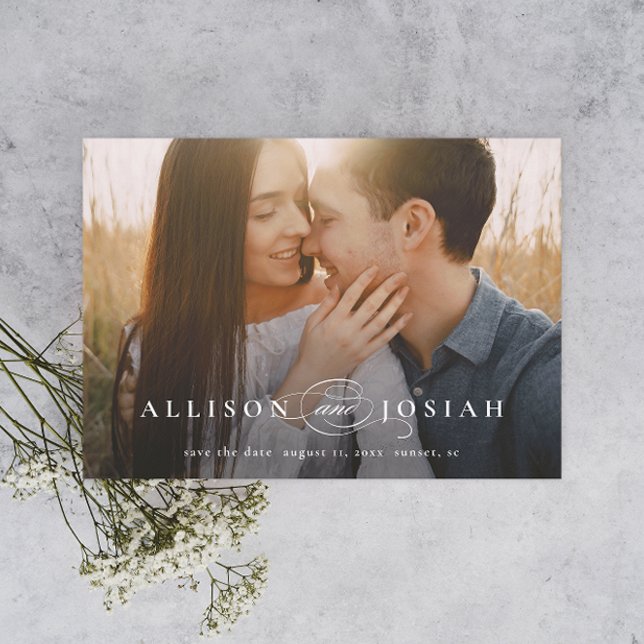Classic Elegant Typography Names Photo Wedding Sav Magnetic Invitation (Creator Uploaded)