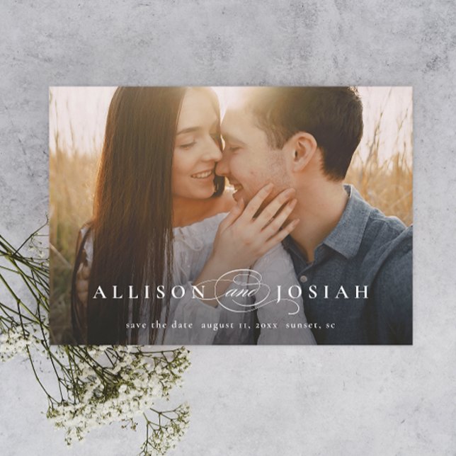 Classic Elegant Typography Names Photo Wedding Save The Date (Creator Uploaded)