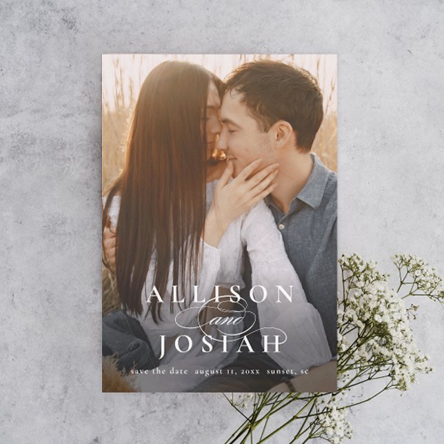 Classic Elegant Typography Names Photo Wedding Save The Date (Creator Uploaded)