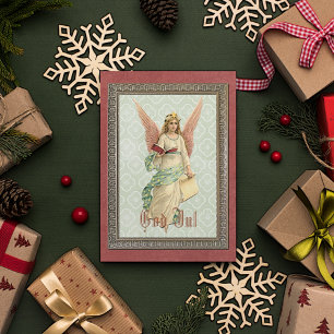 Classic Elegant Victorian Vintage Christmas Angel Holiday Card