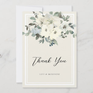 Classic Elegant Vintage Cream Floral Wedding Thank You Card