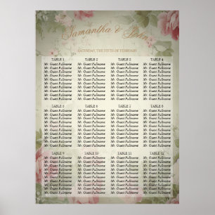 Classic Elegant Vintage Pink Roses Watercolor Poster