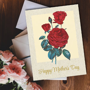Classic Elegant Vintage Red Roses Mother's Day Postcard