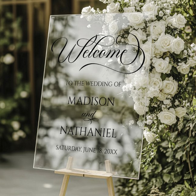Classic Elegant Wedding Acrylic Welcome Sign (Creator Uploaded)