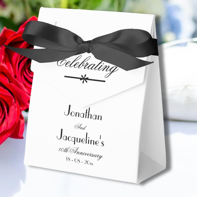 Classic Elegant Wedding Anniversary Custom White   Favour Box (For a Classic Elegant Wedding Anniversary - Personalized White and Black Favor Box.)