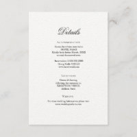 Classic Elegant Wedding Details enclosure card