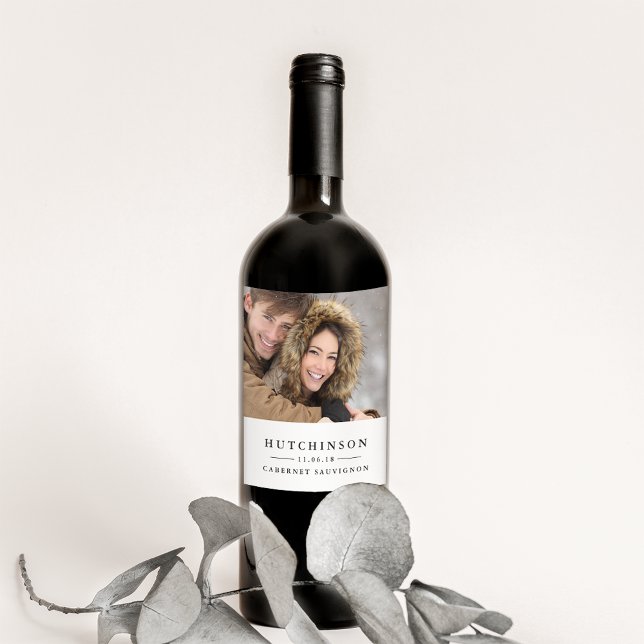 Classic Elegant Wedding Favour Photo Wine Labels (Creator Uploaded)